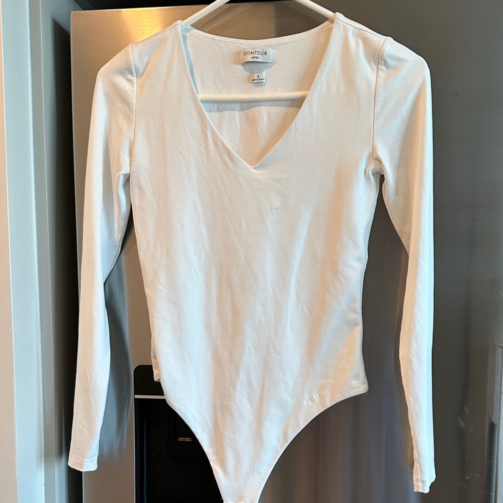 Aritzia White Long Sleeve Bodysuit